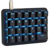 Macro Tastatură mecanică LED albastru iluminat din spate Mini tastatură portabilă pentru jocuri cu o singură mână 23 taste complet programabile Comutatoare roșii