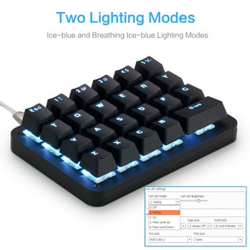 Μακρο-μηχανικό πληκτρολόγιο Μπλε LED με οπίσθιο φωτισμό φορητό μίνι πληκτρολόγιο παιχνιδιών με ένα χέρι 23 Πλήρως προγραμματιζόμενα πλήκτρα Κόκκινοι διακόπτες