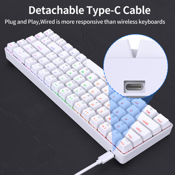 TMKB T68SE 68 клавиша Механична клавиатура Клавиатура за игри RGB Backlight Type-C USB кабелна 65% клавиатура за компютърни игри за PC Desk