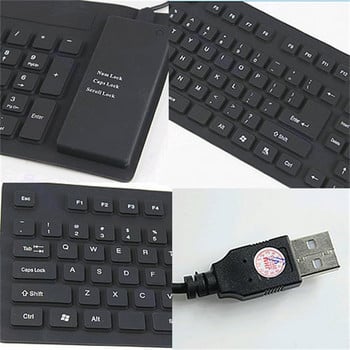 109-клавишна USB силиконова мека клавиатура за заглушаване на звука Водоустойчива жична контролна преносима гъвкава сгъваема клавиатура, съвместима за Windows Vista