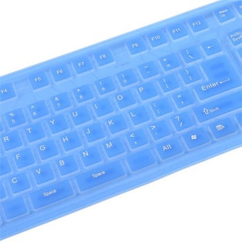 109-клавишна USB силиконова мека клавиатура за заглушаване на звука Водоустойчива жична контролна преносима гъвкава сгъваема клавиатура, съвместима за Windows Vista