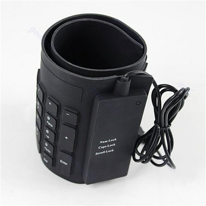 109-klávesová silikónová klávesnica s USB a stlmením zvuku, vodotesná, káblová, prenosná, flexibilná, skladacia, kompatibilná so systémom Windows Vista