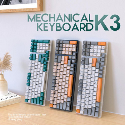 K3 Mechanical Keyboard 100 Keys Gaming Gamer Keyboards RGB Backlight Gaming Keyboards USB Type-C Keyboard for Desktop PC