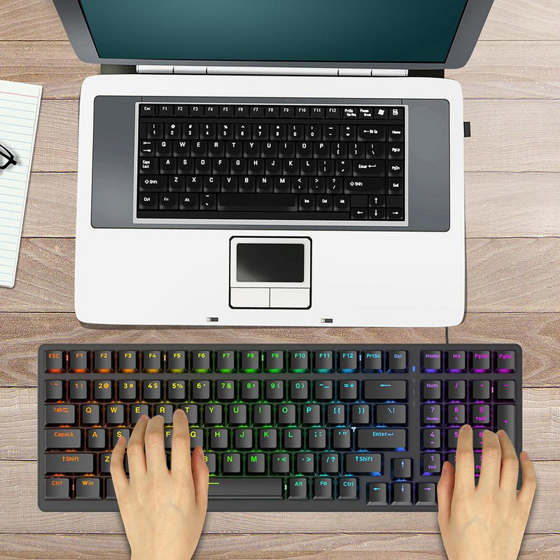 Tastatură mecanică K3 100 de taste Tastaturi pentru jocuri pentru jocuri Tastaturi pentru jocuri cu iluminare de fundal RGB Tastaturi pentru jocuri USB Type-C pentru PC desktop