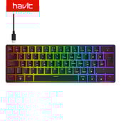 Tastatură mecanică pentru jucători Havit, comutator roșu cu fir, 62 de taste, anti-fantomă, pentru tastatură de jocuri și lucru, versiunea spaniolă negru