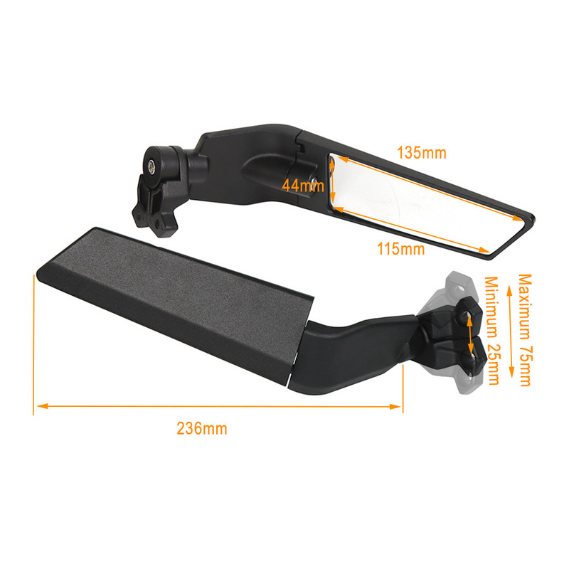 Oglinzi pentru motociclete Oglindă retrovizoare rotativă reglabilă cu aripi de vânt modificate 2 buc pentru CFMOTO 250SR 300SR