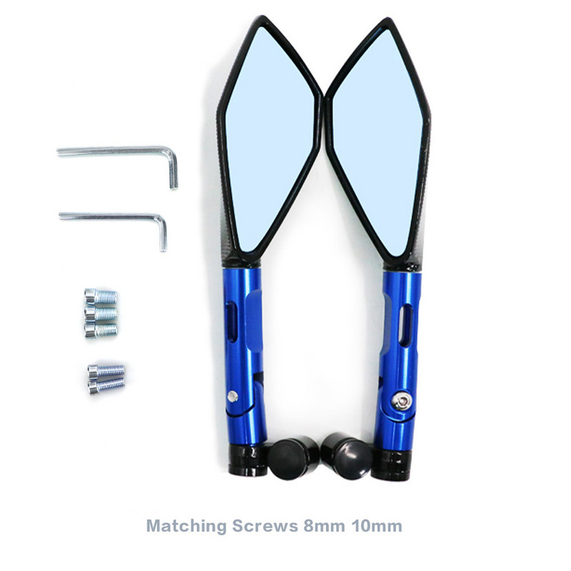 Oglinzi retrovizoare universale pentru ghidon de motocicleta din aluminiu CNC Oglinda retrovizoare albastra anti-orbire pentru Honda Yamaha Suzuki Scooter ktm