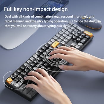 Aigo A108 Геймърска механична клавиатура 2.4G безжична USB Type-c кабелна жълта превключвател 110 клавиша Hot Swap акумулаторна геймърска клавиатура