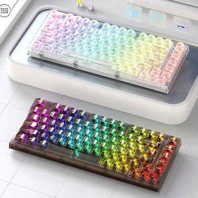 X75 Crystal Transparent Gamer mechanikus billentyűzet működés közben cserélhető játékbillentyűzet Vezetékes RGB háttérvilágítású billentyűsapka gyors csere laptopra