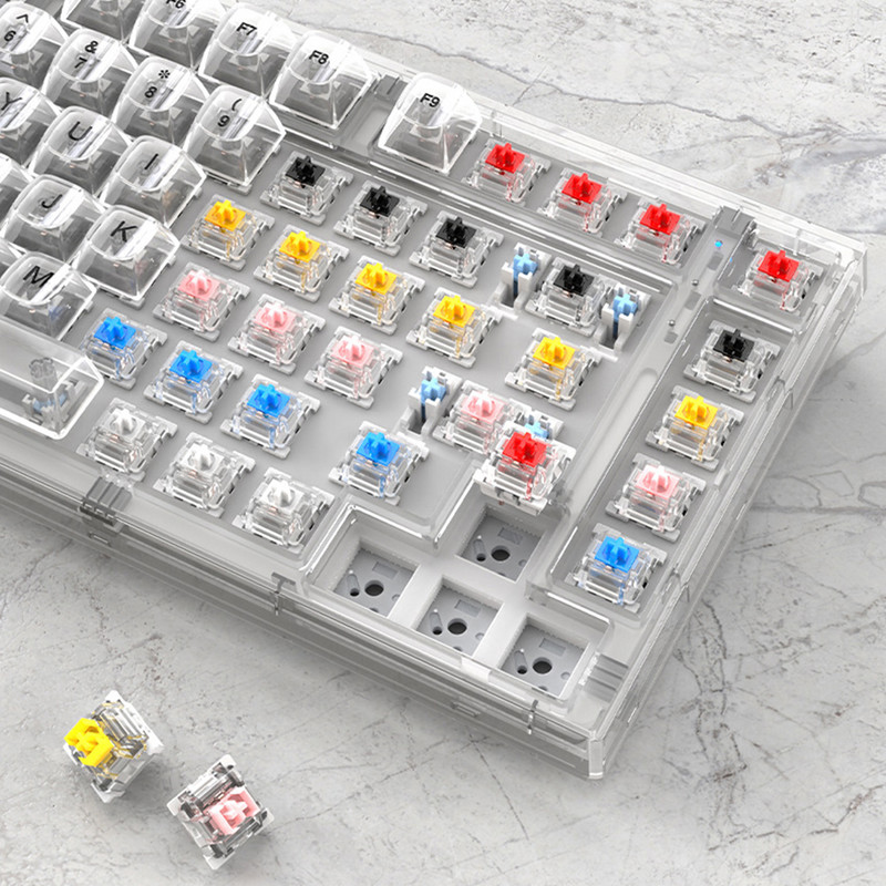 Tastatură mecanică pentru gamer X75 Crystal transparentă Tastatură de jocuri interschimbabilă la cald, cu fir RGB, cu iluminare din spate, tastatură pentru laptop, PC