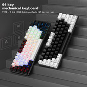 Tastatură mecanică mică cu 64 de taste RGB iluminată din spate Tastatură mecanică pentru e-sport pentru computer personalizat cu fir USB