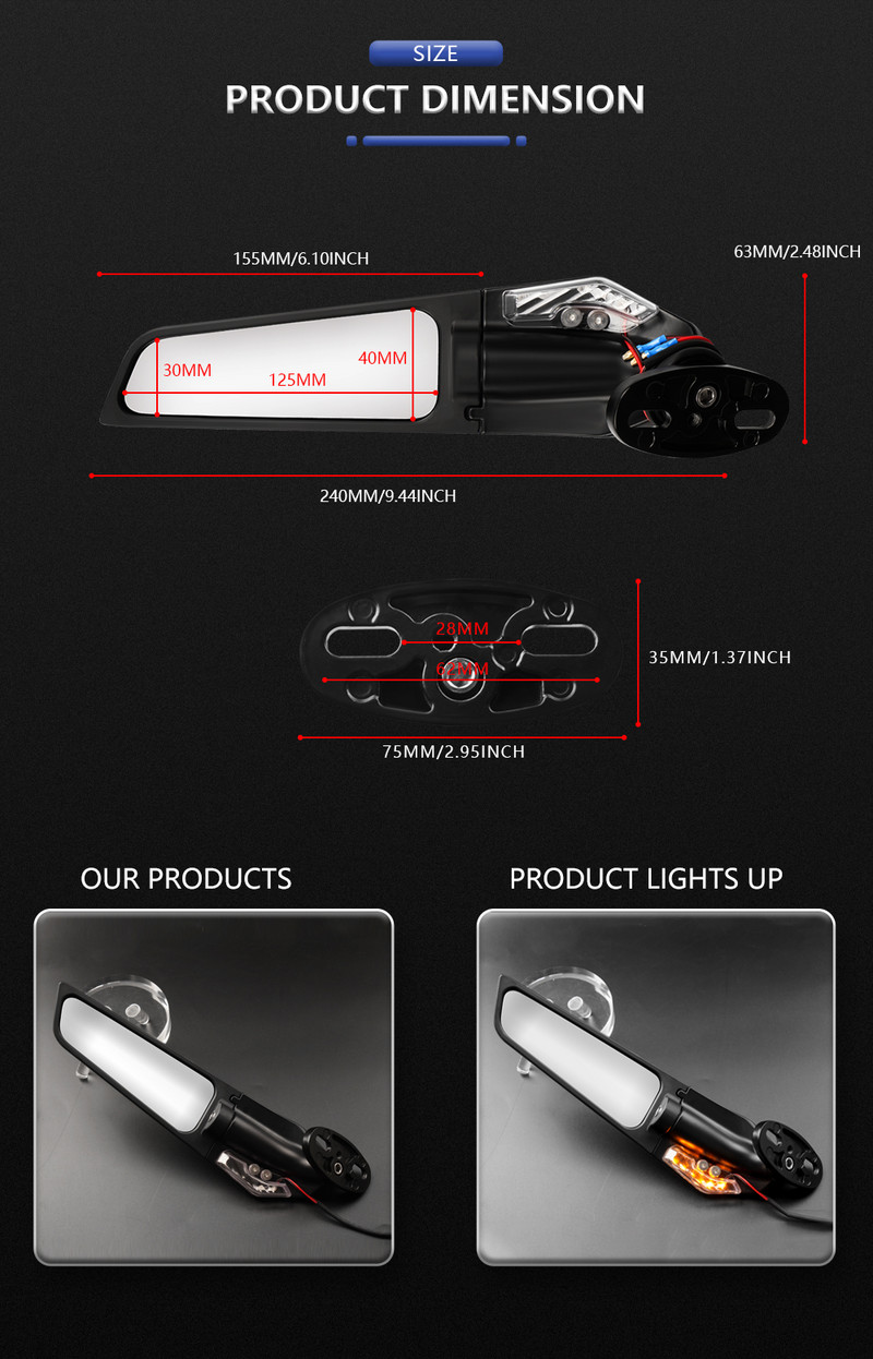 Pentru Suzuki GSXR 600 750 1000 GSX1300R GSX650F GSX-R Oglinda motociclete Aripă de vânt modificată Oglinda retrovizoare rotativă reglabilă