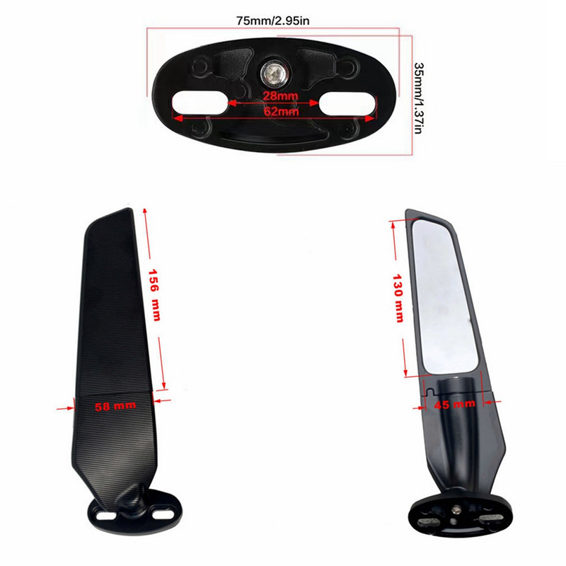 Pentru Suzuki GSXR 600 750 1000 GSX1300R GSX650F GSX-R Oglinda motociclete Aripă de vânt modificată Oglinda retrovizoare rotativă reglabilă