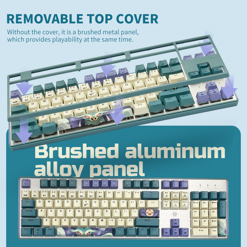 HEXGEARS GK707 PBT Keycaps Tastatură mecanică Kailh comutator de schimb la cald 87/104 taste Tastatură pentru jocuri Tastatură USB pentru PC GK715