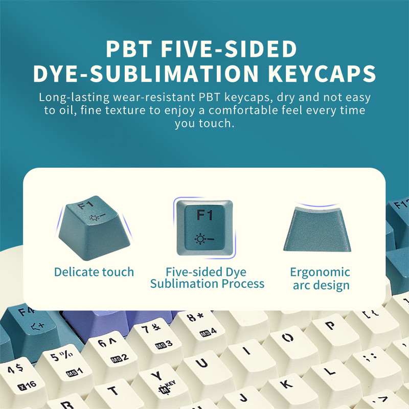 HEXGEARS GK707 PBT Keycaps Tastatură mecanică Kailh comutator de schimb la cald 87/104 taste Tastatură pentru jocuri Tastatură USB pentru PC GK715