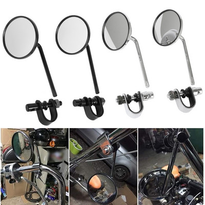 1 pereche 7/8" 22mm oglinzi retrovizoare pentru ghidon de motocicletă, rotunde, retro, pentru Harley Honda, kawasaki, Suzuki
