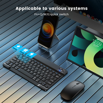Bluetooth безжична клавиатура и мишка Mini ipad клавиатура испански руски клавишни капачки 10 инча за таблет ipad Pro 12 9 Air 4 S6 Lite