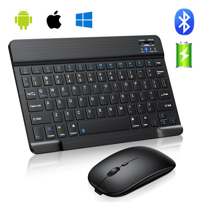 Bluetooth безжична клавиатура и мишка Mini ipad клавиатура испански руски клавишни капачки 10 инча за таблет ipad Pro 12 9 Air 4 S6 Lite