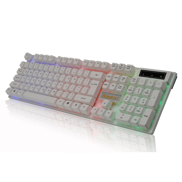 Vânzare caldă LED Desktop Computer Gaming Sensare mecanică Tastatură Laptop Suspensie neagră Keycaps port USB