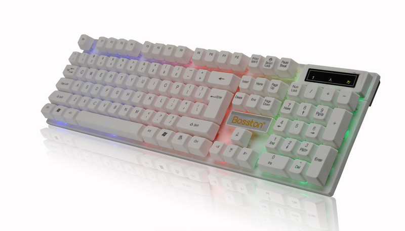 Vânzare caldă LED Desktop Computer Gaming Sensare mecanică Tastatură Laptop Suspensie neagră Keycaps port USB