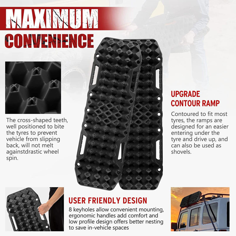 2 tk Taastamise veojõulauad Sisseehitatud Jack Base Offroad Track painutatav 120 kandevõime 10 tonni kontuurramp kahe teraga