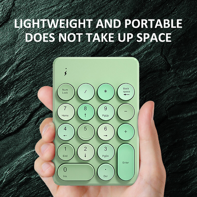 Tastatură numerică fără fir 2,4 GHz Tastatură numerică fără fir Tastatură rotundă în stil retro 18 taste Tastatură numerică portabilă cu receptor USB