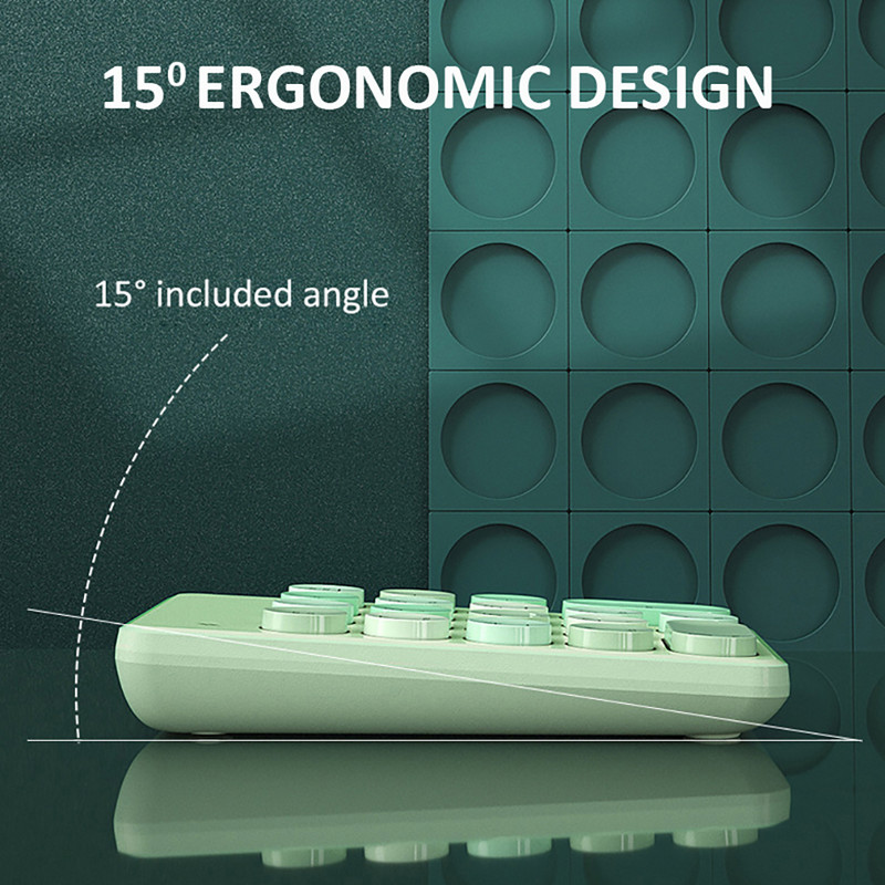 Tastatură numerică fără fir 2,4 GHz Tastatură numerică fără fir Tastatură rotundă în stil retro 18 taste Tastatură numerică portabilă cu receptor USB
