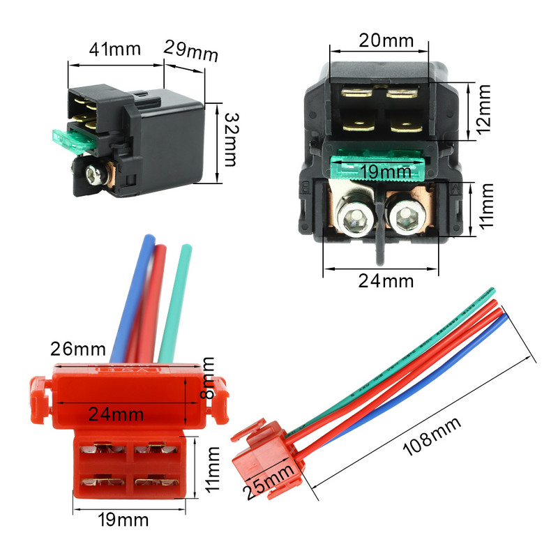 Uždegimo jungiklio starterio solenoidinės relės kištukas, skirtas Honda CBR600 CBR 600 900 1000F 1100XX ST 1100 1300 VFR 750F 800 VT1100 VTX1300
