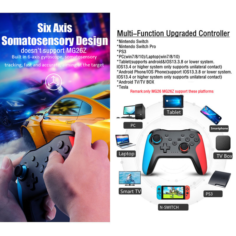 Controler wireless Bluetooth 2.4G 2 buc pentru Nintendo Switch Pro PC TV Box Smart Phone Tablet PS3 Tesla Shock Joystick Gamepad