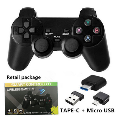 Joystick controler de jocuri wireless 2.4G cu micro adaptor USB OTG la pentru PC/TV, cutie/telefon cu Android/tabletă Gamepad autentic