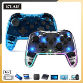 Controler wireless transparent Bluetooth pentru Nintendo Switch Pro PC PS3 TV BOX Joystick LED Noctilucent Lag-Free Gamepad 2.4G