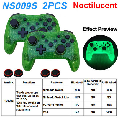 Controler wireless transparent Bluetooth pentru Nintendo Switch Pro PC PS3 TV BOX Joystick LED Noctilucent Lag-Free Gamepad 2.4G
