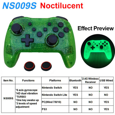 Controler wireless transparent Bluetooth pentru Nintendo Switch Pro PC PS3 TV BOX Joystick LED Noctilucent Lag-Free Gamepad 2.4G