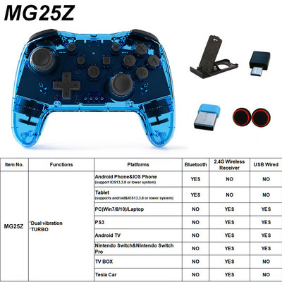 Controler wireless transparent Bluetooth pentru Nintendo Switch Pro PC PS3 TV BOX Joystick LED Noctilucent Lag-Free Gamepad 2.4G