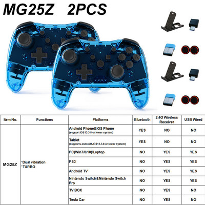 Controler wireless transparent Bluetooth pentru Nintendo Switch Pro PC PS3 TV BOX Joystick LED Noctilucent Lag-Free Gamepad 2.4G