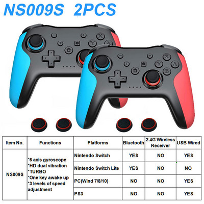 Controler wireless transparent Bluetooth pentru Nintendo Switch Pro PC PS3 TV BOX Joystick LED Noctilucent Lag-Free Gamepad 2.4G