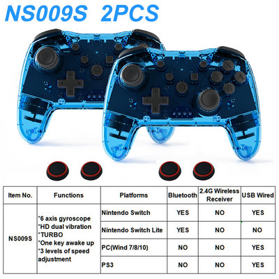 Controler wireless transparent Bluetooth pentru Nintendo Switch Pro PC PS3 TV BOX Joystick LED Noctilucent Lag-Free Gamepad 2.4G