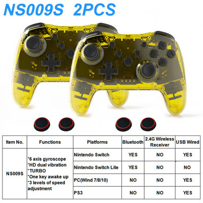 Controler wireless transparent Bluetooth pentru Nintendo Switch Pro PC PS3 TV BOX Joystick LED Noctilucent Lag-Free Gamepad 2.4G