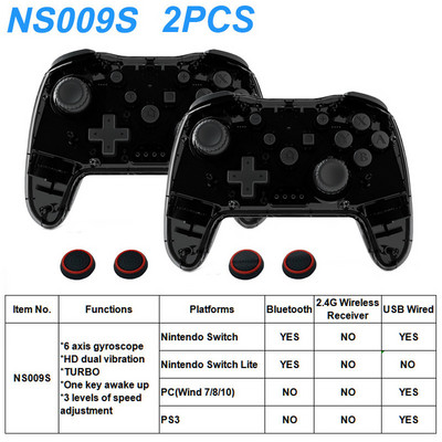 Controler wireless transparent Bluetooth pentru Nintendo Switch Pro PC PS3 TV BOX Joystick LED Noctilucent Lag-Free Gamepad 2.4G