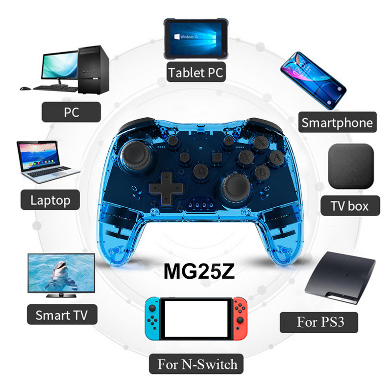 Controler wireless transparent Bluetooth pentru Nintendo Switch Pro PC PS3 TV BOX Joystick LED Noctilucent Lag-Free Gamepad 2.4G