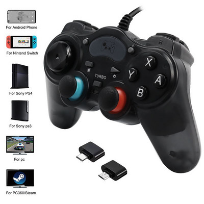 Ενσύρματο χειριστήριο παιχνιδιών υπολογιστή 7 σε 1 Gamepad για PS3/PC360 Android Joystick με μετατροπέα OTG για Switch NS Υποστήριξη Παιχνίδια Steam