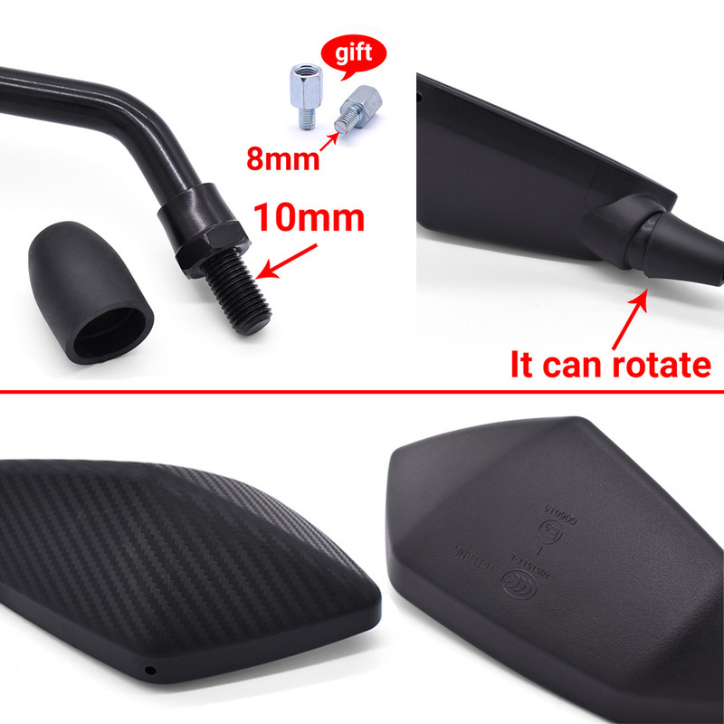 1 ζεύγος καθρέφτες οπίσθιας όψης μοτοσικλέτας για DUCATI Hypermotard 796 821 939 950 1100 ST4S 748 900 10mm 8mm πίσω κυρτός καθρέφτης