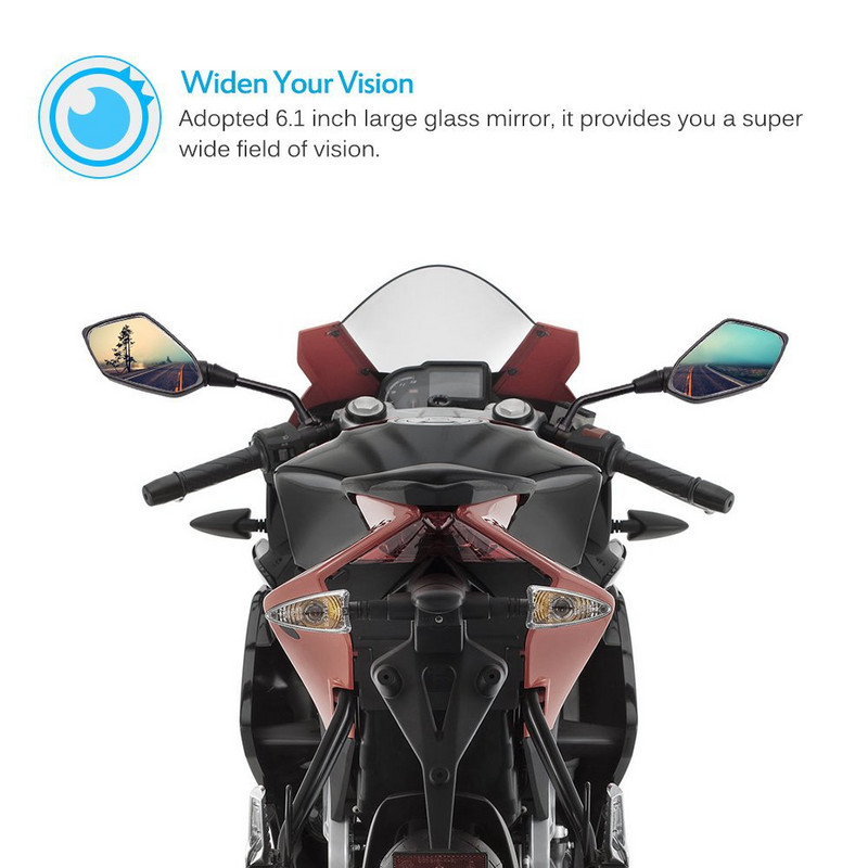 Univerzális motorkerékpár domború visszapillantó tükör 10mm csavar Electrombile ATV Hátsó oldaltükör Cruiser Suzuki Honda Victory stb.
