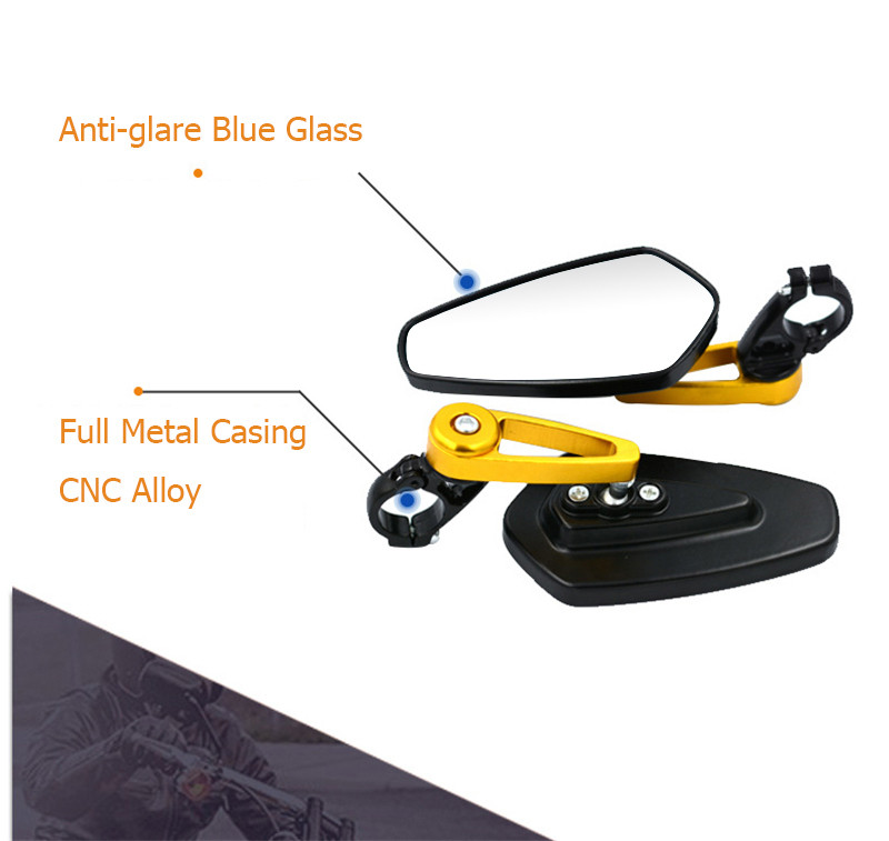 7/8" 22 mm strypo galo galiniai veidrodėliai Motociklų priedai Motociklų paspirtukai Galinio vaizdo veidrodėlis Šoninio vaizdo veidrodžiai Moto Cafe Racer