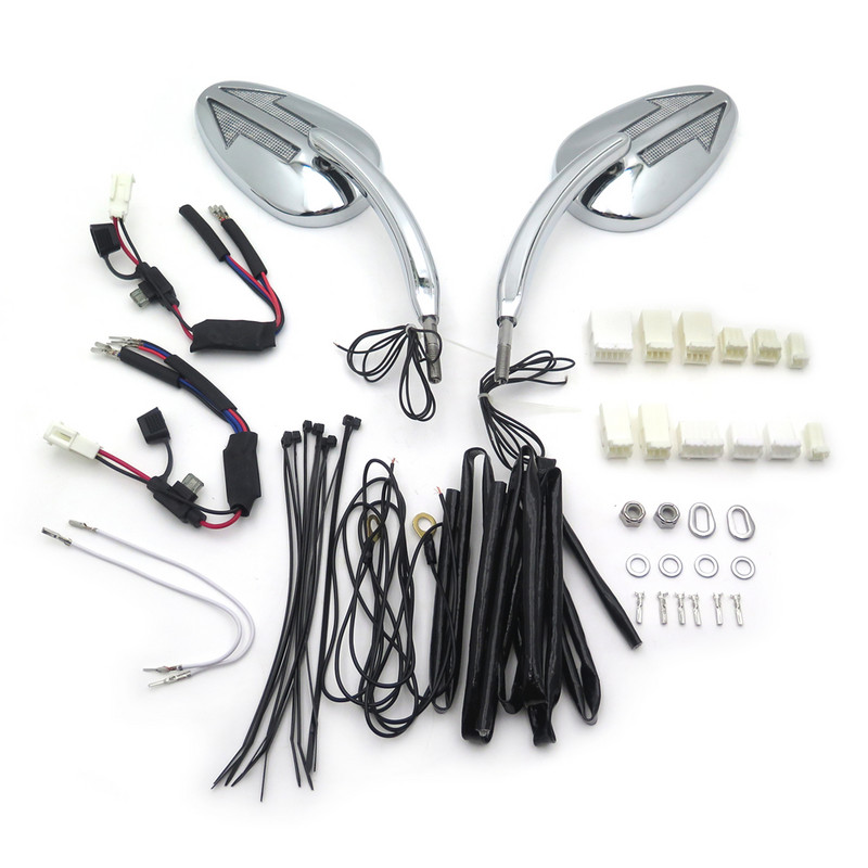 Integrált nyíl LED-es irányjelző tükör Harley Davidson CVO Limited VRSCAW V-ROD króm utángyártott motor alkatrészeihez
