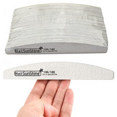 10 kom Drveni brusni papir Half Moon turpija za nokte 180/240 Profesionalna šmirgl ploča za manikuru Pufer Sivi čamac Dvostrani drveni puferi