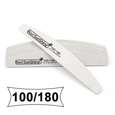 10 kom Drveni brusni papir Half Moon turpija za nokte 180/240 Profesionalna šmirgl ploča za manikuru Pufer Sivi čamac Dvostrani drveni puferi