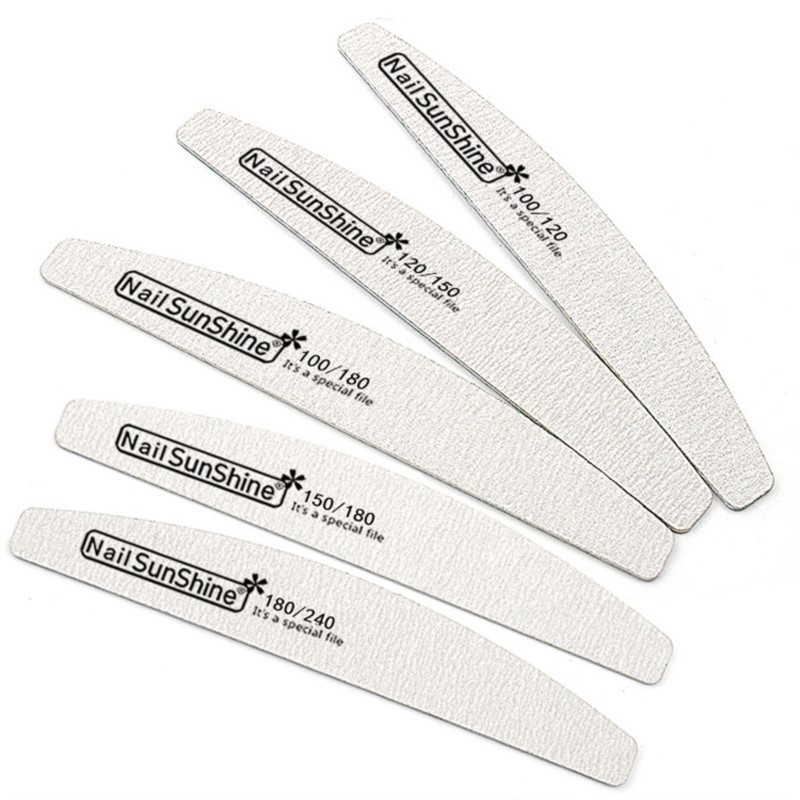 10 kom Drveni brusni papir Half Moon turpija za nokte 180/240 Profesionalna šmirgl ploča za manikuru Pufer Sivi čamac Dvostrani drveni puferi