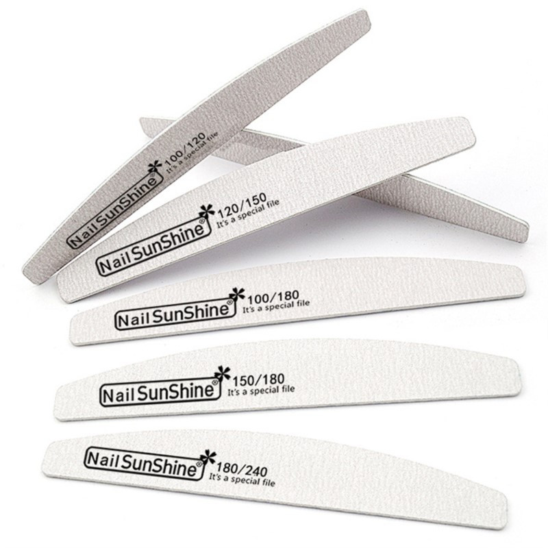 10 kom Drveni brusni papir Half Moon turpija za nokte 180/240 Profesionalna šmirgl ploča za manikuru Pufer Sivi čamac Dvostrani drveni puferi