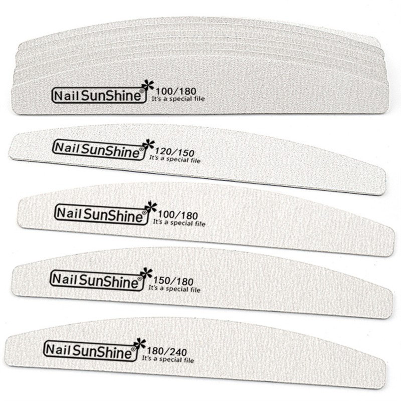 10 kom Drveni brusni papir Half Moon turpija za nokte 180/240 Profesionalna šmirgl ploča za manikuru Pufer Sivi čamac Dvostrani drveni puferi
